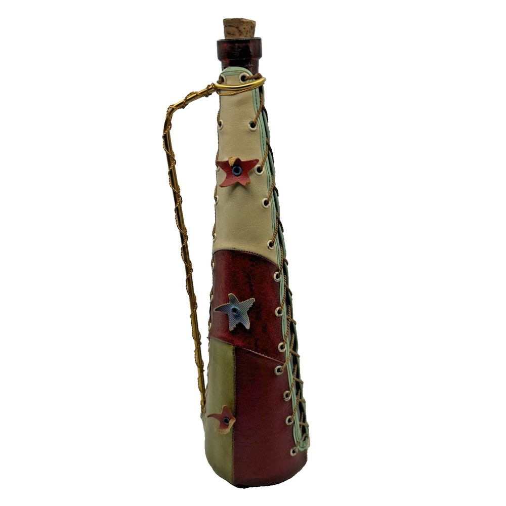 Vintage Leather Patchwork Wine Decanter Bottle